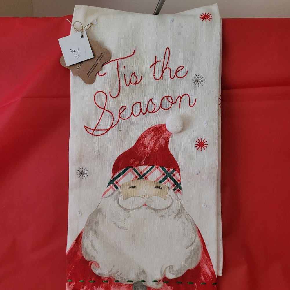 2 TEA Santa Christmas Holiday Towels LOT (310)